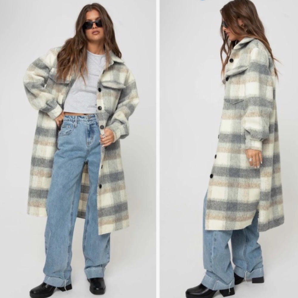 Deasia Check Coat- Princess Polly